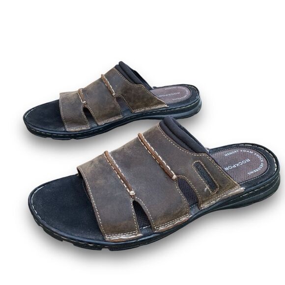 Rockport Darwyn Outdoor Sandals Slides Brown Leather Classic Men’s size 12 - Picture 13 of 14